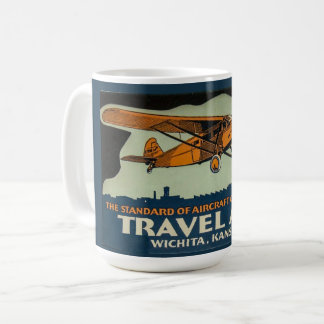 Caneca De Café Avião de Viagem Vintage, Wichita a Capital Aérea