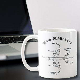 Caneca De Café Avião Engraçado Como Voam Os Aviões, Tripulação Pi
