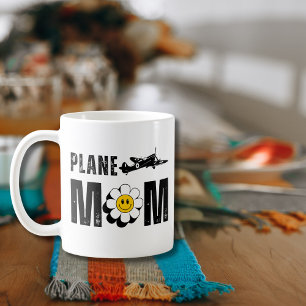 Caneca De Café AVIÃO Mãe, Avião Flor e Vintage, Aviação Engraçada