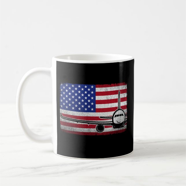 Caneca De Café Avião-Piloto Avião-Americano de Bandeira Avie (Esquerda)