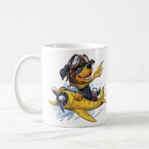 Caneca De Café Avião-piloto de cães rottweiler