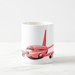 Caneca De Café Avião Rosa