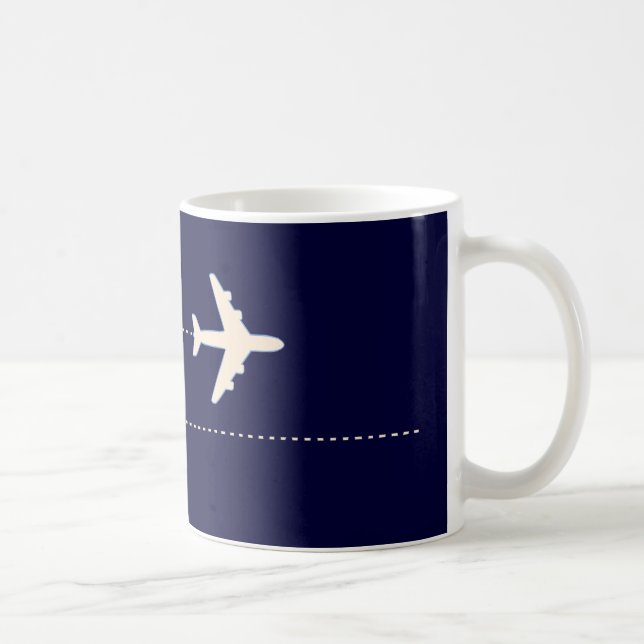 Caneca De Café avião viagem com linha pontilhada (Direita)