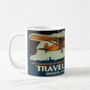Caneca De Café Avião Vintage Travel Air, Wichita a Capital Aérea