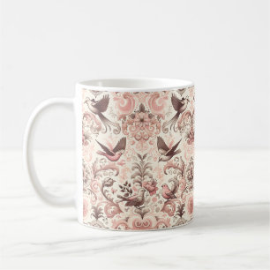 Caneca De Café Aviário Vitoriano: Um Jardim Rosa Pastel