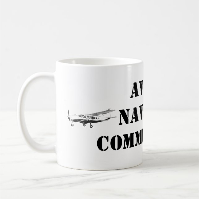Caneca De Café AVIATE NAVIGATE COMMUNICATE Airplane Mug for Pilot (Esquerda)