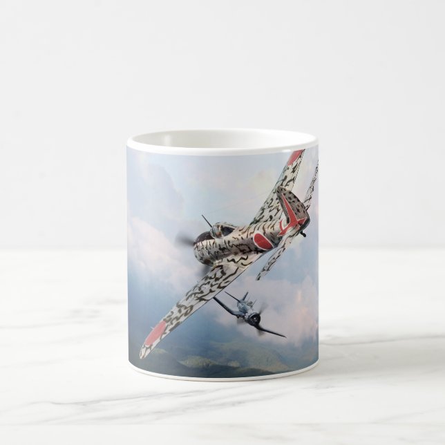 Caneca De Café Aviation Art mug  "Nakajima Ki-43　隼　Oscar" (Centro)