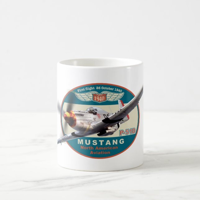 Caneca De Café Aviation Art Mug "P-51 Mustang" (Centro)