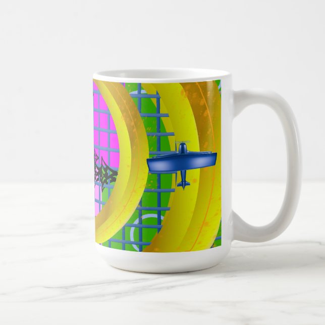 Caneca De Café Aviões Azuis Voadores (Direita)