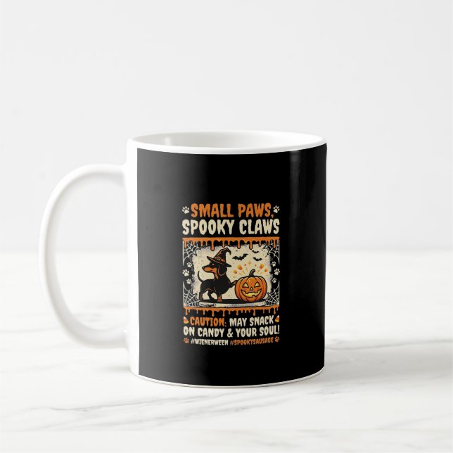 Caneca De Café Aviso Assustador de Dachshund de Halloween (Esquerda)