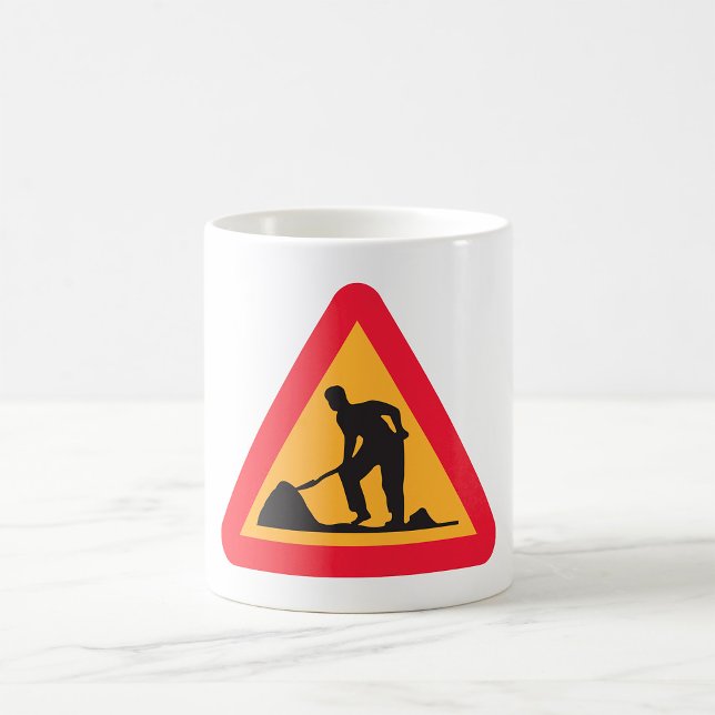 Caneca De Café Aviso de Zona de Construção de Sinalização de Rodo (Criador carregado)