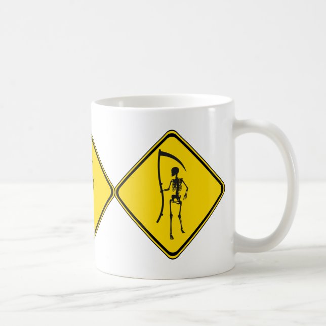 Caneca De Café Aviso: Grim Reaper Xing! (Direita)