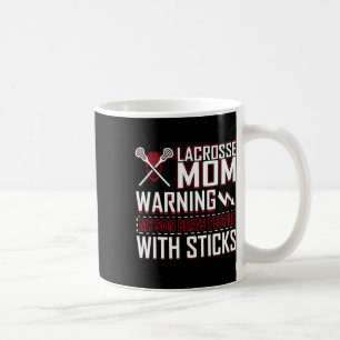 Caneca De Café Aviso Meu Filho Bate Pessoas Com Paus Lacrosse M