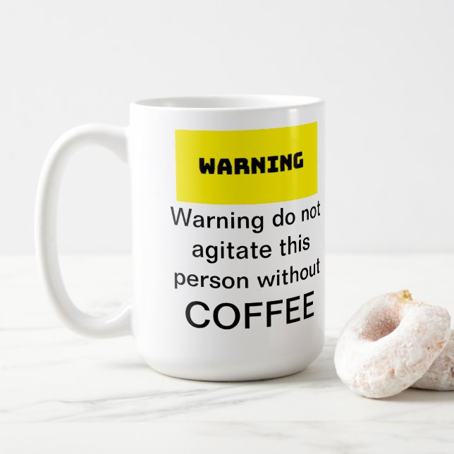 Caneca De Café Aviso não agite esta pessoa sem...Caneca (Com Donut)