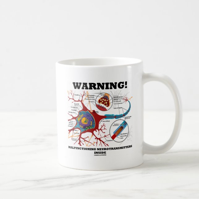 Caneca De Café Aviso! Neurotransmissores com funcionamento defici (Direita)