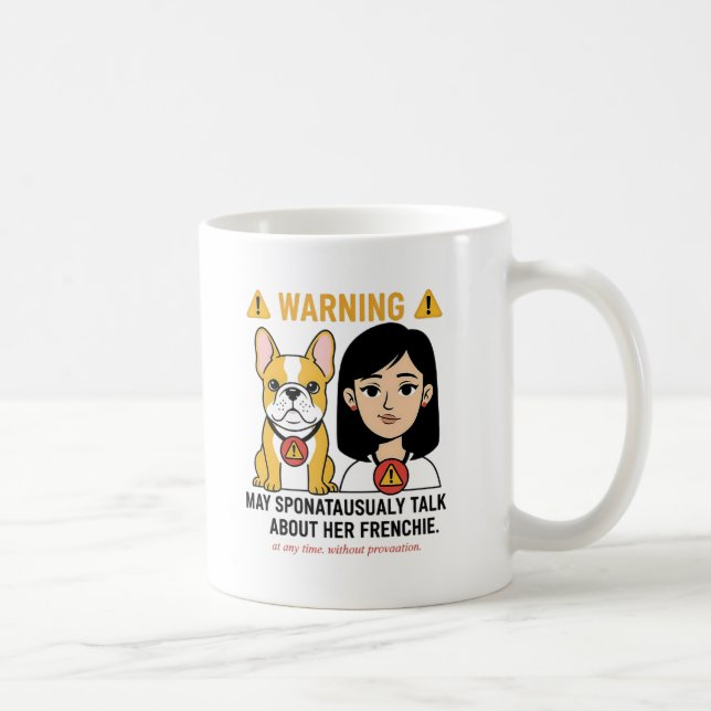 Caneca De Café Aviso Pode Falar Sobre Seu Frenchie Design Diverti (Direita)