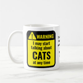 Caneca De Café Avisos Personalizados Divertidos de Gatos