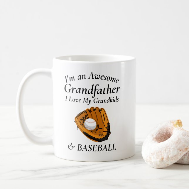 Caneca De Café Avô Adora Netos e Baseball Fantástico (Com Donut)