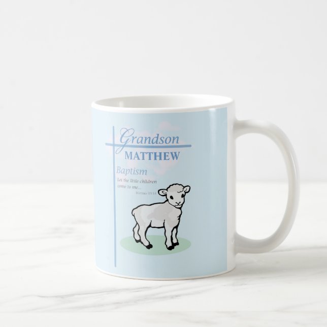 Caneca De Café Avô Baptism Blue Boy Lamb Personalizado (Direita)