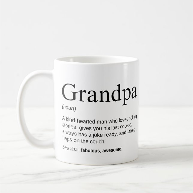 Caneca De Café Avô Bonito Adorável Definição de Avô (Esquerda)