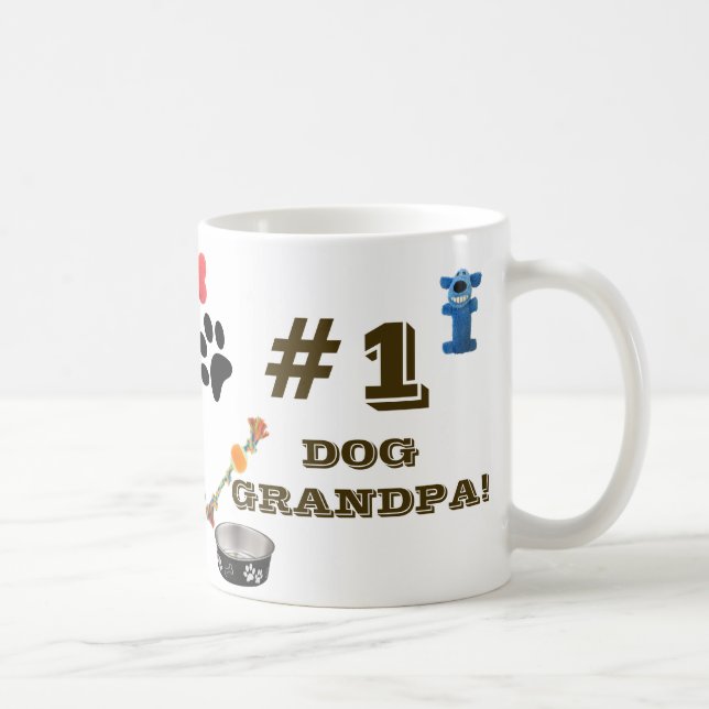 Caneca De Café Avô De Cão Com Cachorro De Brinquedo (Direita)