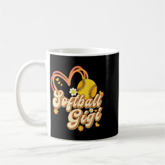 Caneca De Café Avó de Softbol Nana Gigi Coração Flor Retro Fofo