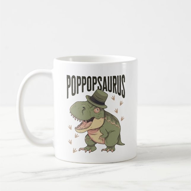 Caneca De Café Avô Dinossauro Dia dos Pais Poppopsaurus (Esquerda)