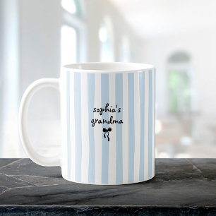 Caneca De Café Avó do Novo Bebê Nome Personalizado Listras Azul C