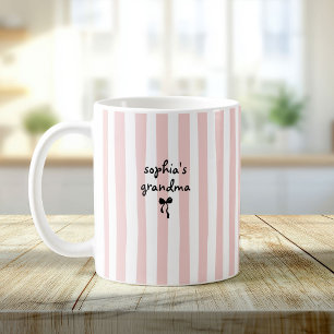 Caneca De Café Avó do Novo Bebê Nome Personalizado Listras Rosa B