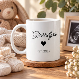 Caneca De Café Avô Est. Presente de Primeiro Avô Coração Moderno