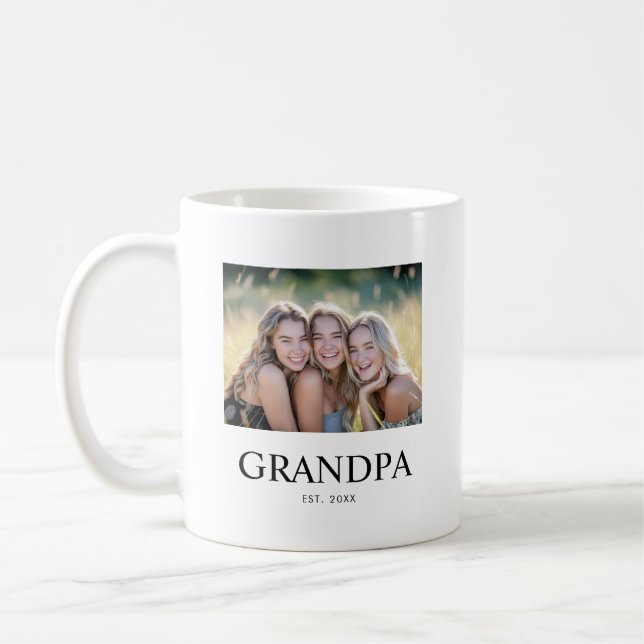 Caneca De Café Avô Estabeleceu Foto Moderna Preto e Branco  (Esquerda)