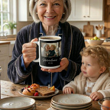 Avó Estabelecida Foto Texto em Branco Script