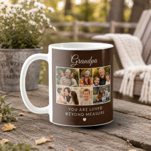 Caneca De Café Avô Faux Couro Dia dos Pais 6 Foto da Família