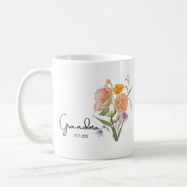 Caneca De Café Avó Floral Est 2026, Presentes de Anúncio de Bebê 