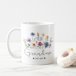 Caneca De Café Avó Floral Ofertas De Anúncio De Bebê No Final De 