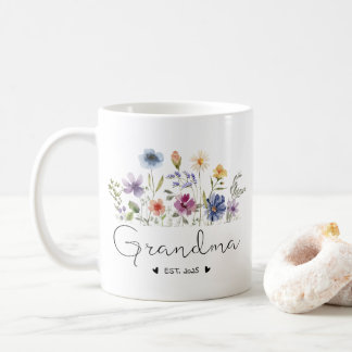 Caneca De Café Avó Floral Ofertas De Anúncio De Bebê No Final De
