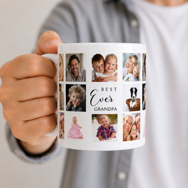 Caneca De Café Avô foto colagem preto e branco (Criador carregado)