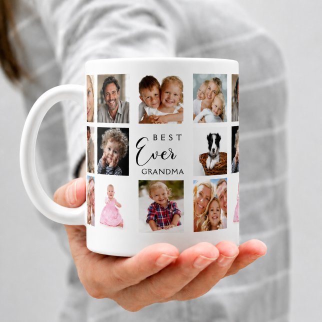Caneca De Café Avó foto colagem preto e branco (Criador carregado)
