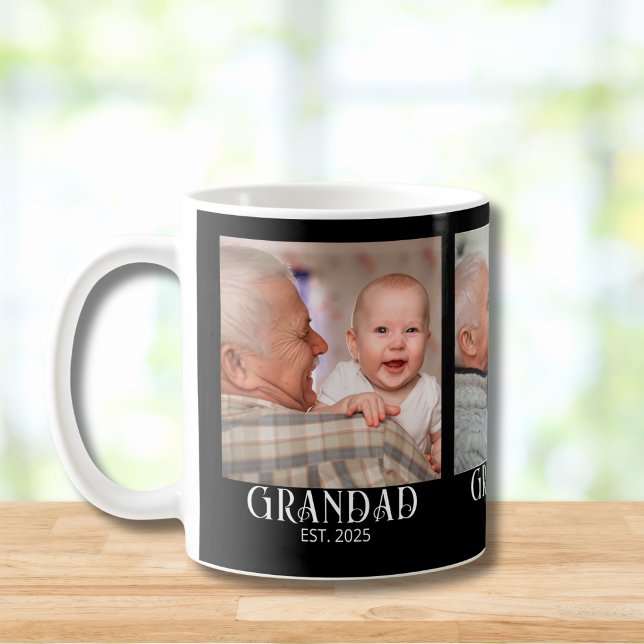 Caneca De Café Avô Fundado Presente de 3 Fotos (Criador carregado)