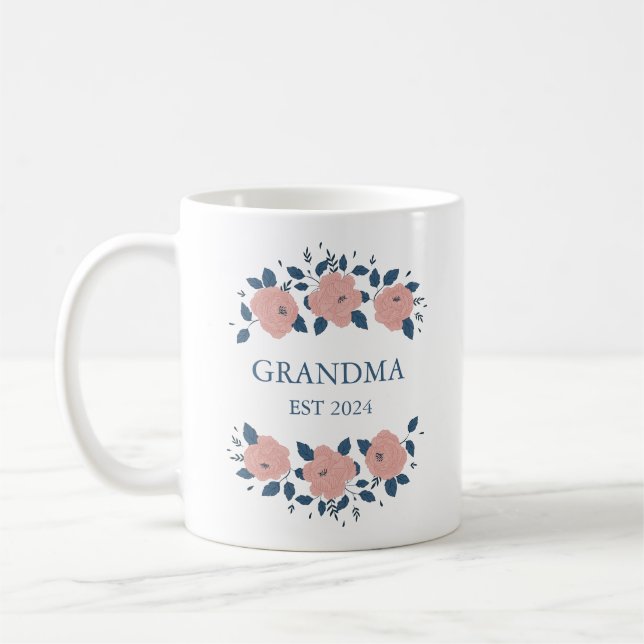 Caneca De Café Avó Nova Avó Personalizada Rosa Floral (Esquerda)