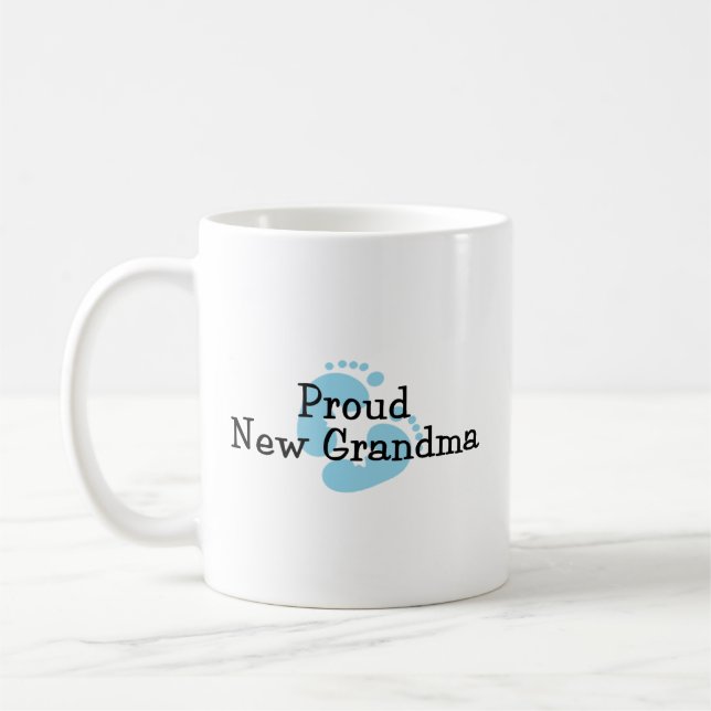 Caneca De Café Avó Orgulhosa Recém-Nascido Menino Pegadas dos Pés (Esquerda)