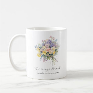 Caneca De Café Avó Personalizada Buquê de Flores Netos