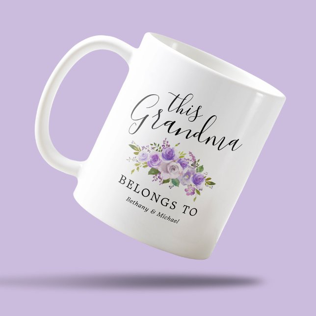 Caneca de Café Avó Roxo Floral (Criador carregado)