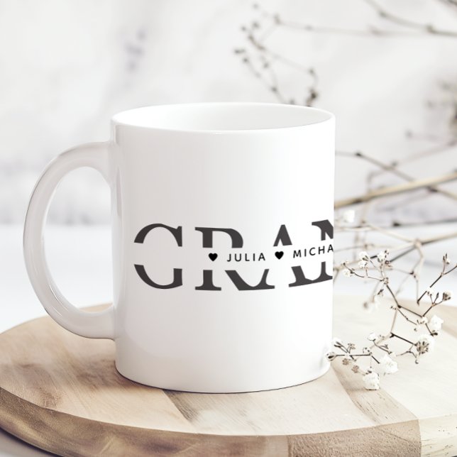 Caneca De Café Avó Simples Preto Branco Adicionar Nomes (Criador carregado)