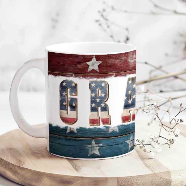 Caneca de Café Avô Vermelho Branco Azul Bandeira A (Criador carregado)