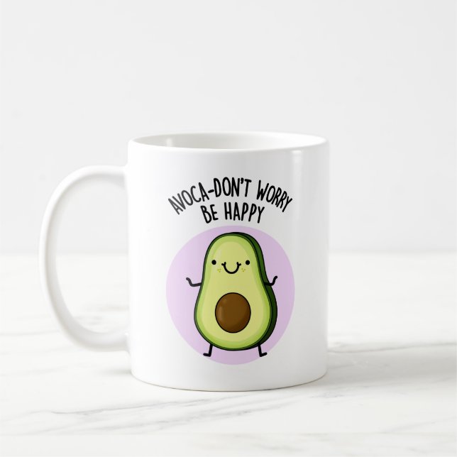 Caneca De Café Avoca-não se preocupe seja feliz Engraçado Avocado (Esquerda)
