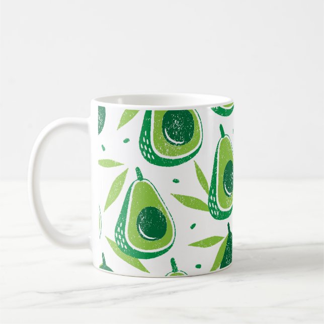 Caneca De Café Avocado, selo texturizado, padrão perfeito. (Esquerda)