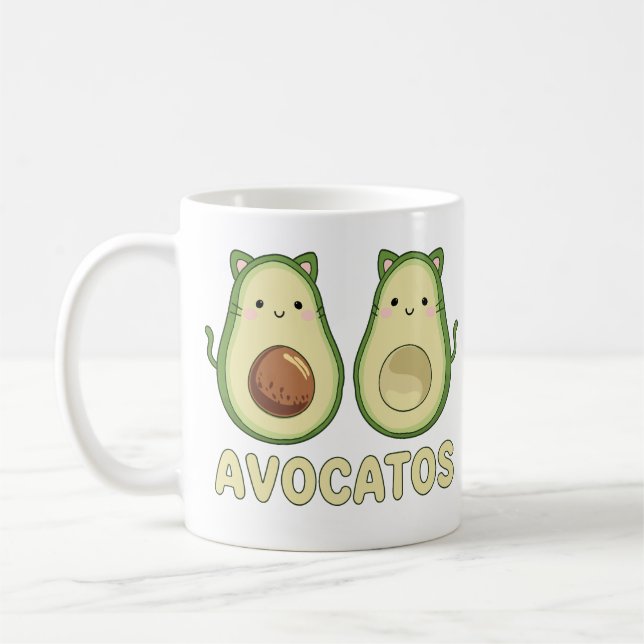 Caneca De Café Avocatos Kawaii Cat & Avocado (Esquerda)