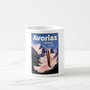 Caneca De Café Avoriaz, poster de viagens francês do esqui