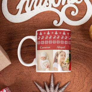 Caneca De Café Avós 6 netos Foto do Natal Vermelho